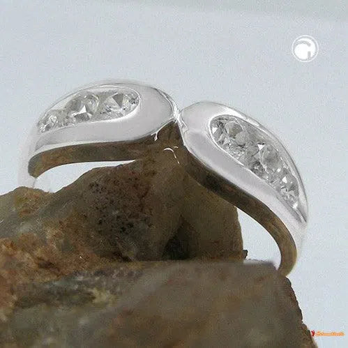 Ring 6mm mit 6 Zirkonias glänzend Silber 925-Ringe Silber - Größe 54/17,2mm-Schmuckhoelle.com