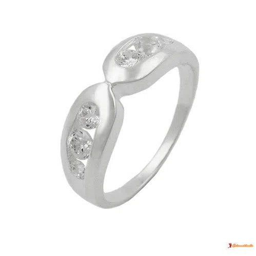 Ring 6mm mit 6 Zirkonias glänzend Silber 925-Ringe Silber - Größe 54/17,2mm-Schmuckhoelle.com