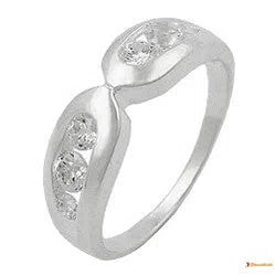 Ring 6mm mit 6 Zirkonias glänzend Silber 925-Ringe Silber - Größe 54/17,2mm-Schmuckhoelle.com