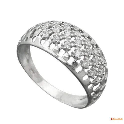 Ring 9mm mit vielen Zirkonias glänzend rhodiniert Silber 925-Ringe Silber - Größe 56/17,8mm-Schmuckhoelle.com