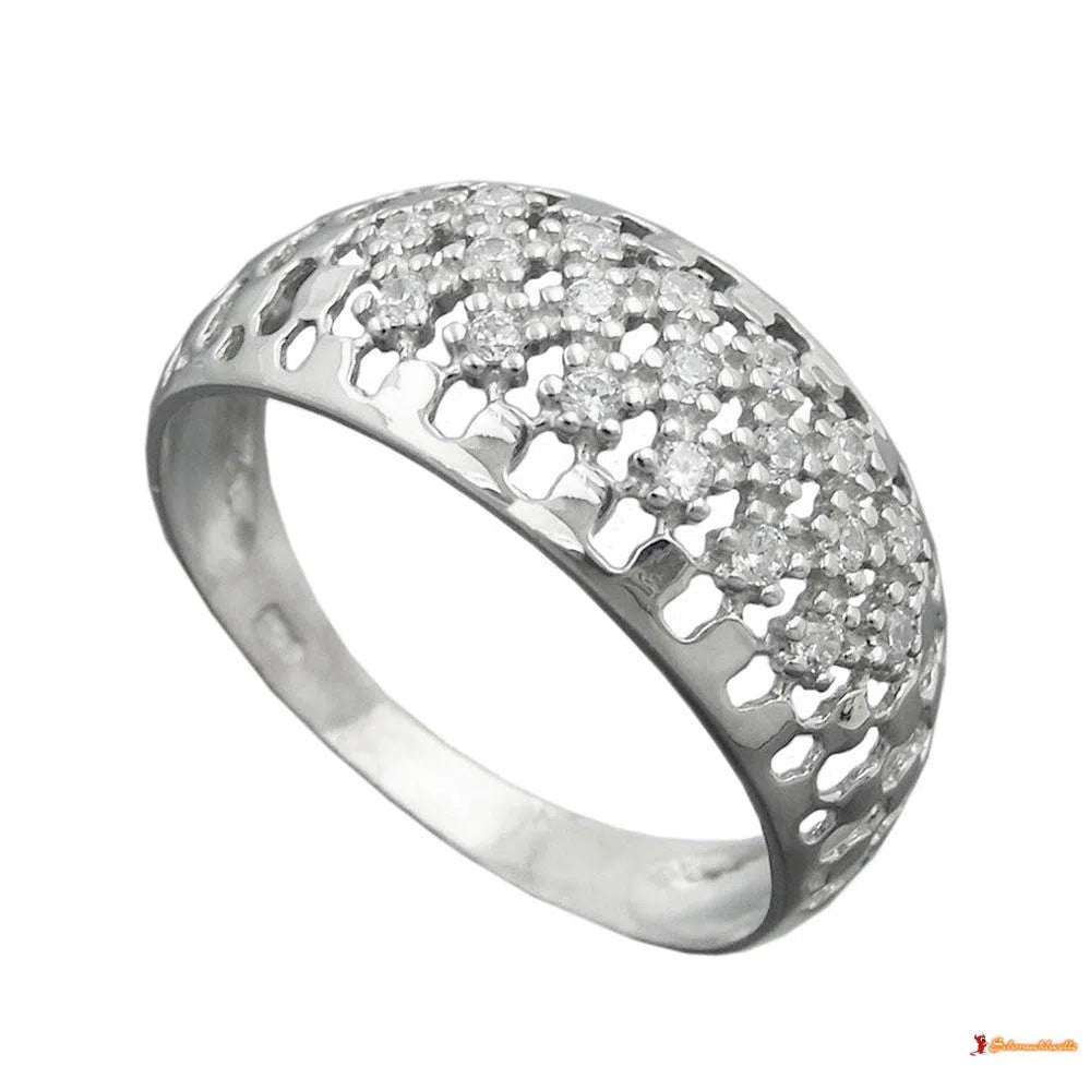 Ring 9mm mit vielen Zirkonias glänzend rhodiniert Silber 925-Ringe Silber - Größe 56/17,8mm-Schmuckhoelle.com