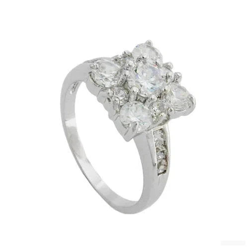 Ring, Viereck mit weißen Zirkonias-Ringe Modeschmuck-Schmuckhoelle.com