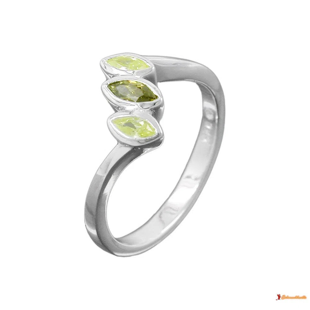Ring Zirkonia olivine-peridot Silber 925-Ringe Silber - Größe 52/16,6mm-Schmuckhoelle.com