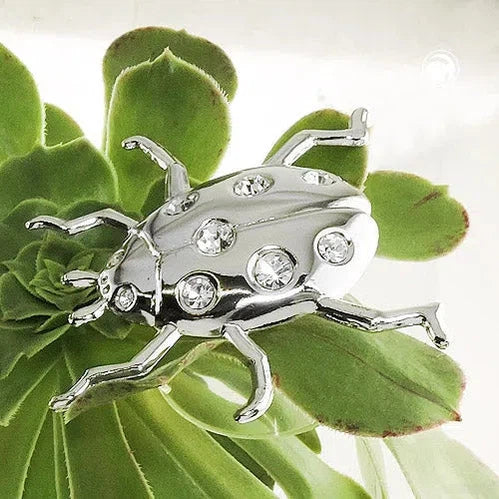 Suncatcher 53x55mm Marienkäfer flach mit Glas-Steinen-Tisch & Spiegel-Deko-Schmuckhoelle.com