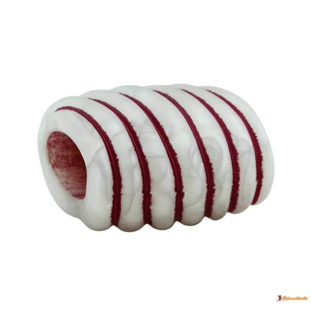 Tuchring 35x34x23mm Spirale Kunststoff wachsweiß-weinrot matt-Tuchringe Modeschmuck-Schmuckhoelle.com