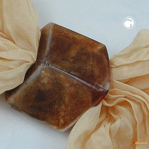 Tuchring 45x36x18mm Sechseck braun-grau gesprenkelt glänzend Kunststoff-Tuchringe Modeschmuck-Schmuckhoelle.com