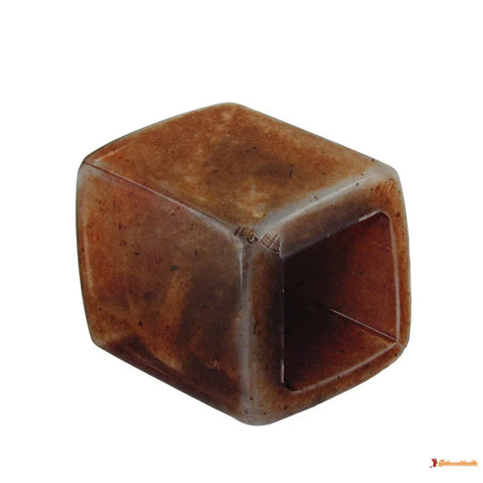 Tuchring 45x36x18mm Sechseck braun-grau gesprenkelt glänzend Kunststoff-Tuchringe Modeschmuck-Schmuckhoelle.com