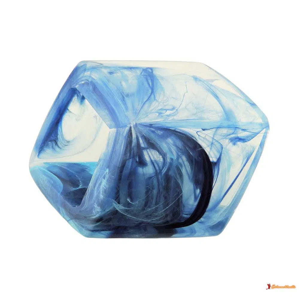 Tuchring 45x36x18mm Sechseck hellblau-transparent glänzend Kunststoff-Tuchringe Modeschmuck-Schmuckhoelle.com